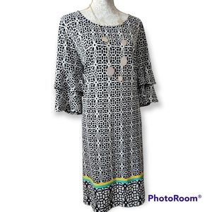 Tacera Multicolored Bell Sleeve Career Dress size 1X